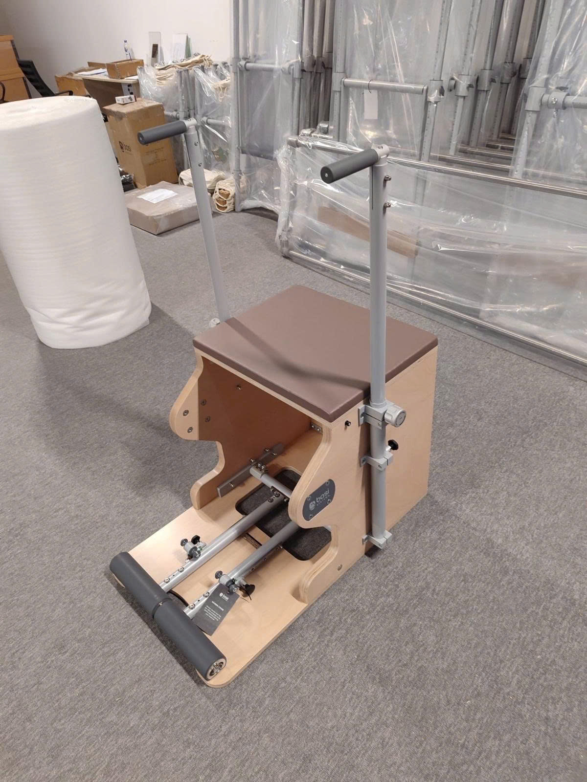 Ghế tập Pilates BASI bọc bảo vệ phần đệm, chuẩn bị đóng gói giao hàng